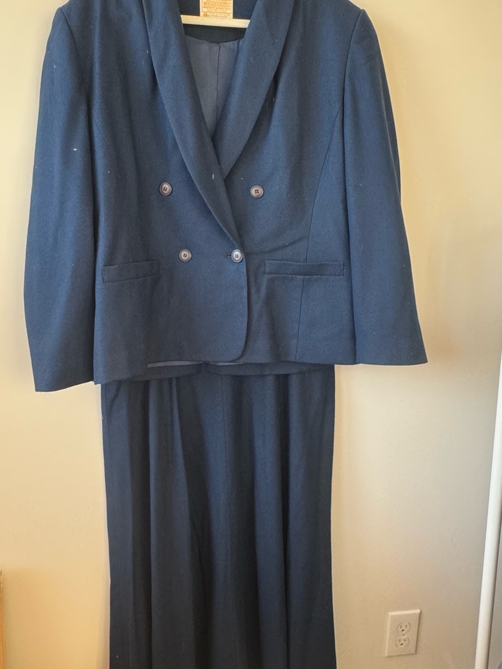 Pendleton Blazer & Skirt Set 100% Wool Navy Blue Office Work Old Money Sz 18